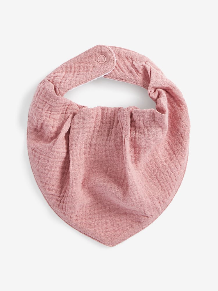 Pink Baby Muslin Dribble 100% Cotton Bibs 3 Pack - Image 4 of 4