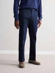 Navy Blue Signature Emmetex Italian 100% Cotton Chino Trousers - Image 1 of 5