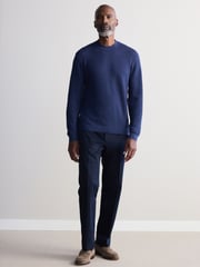Navy Blue Signature Emmetex Italian 100% Cotton Chino Trousers - Image 2 of 5