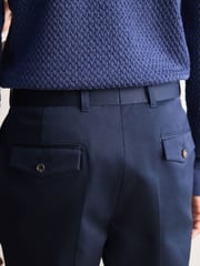 Navy Blue Signature Emmetex Italian 100% Cotton Chino Trousers - Image 5 of 5