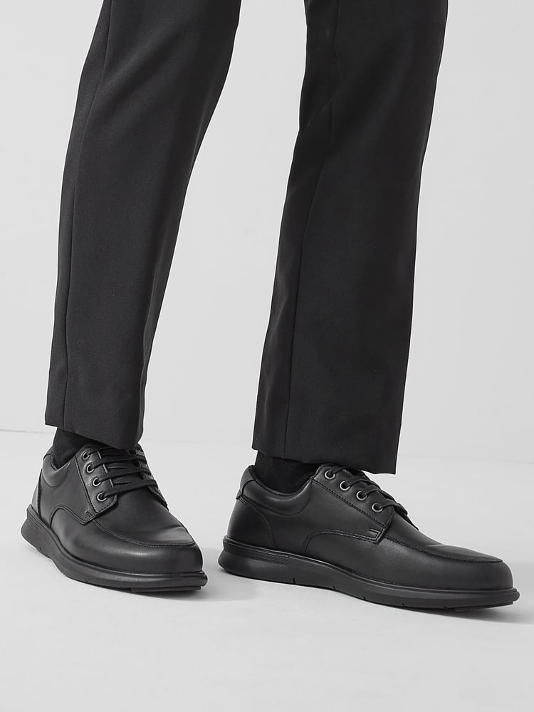 Black Apron Lace-Up Derby Shoes - Image 6 of 6