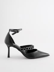 Black Forever Comfort® Point Toe Chain Trim Heel Shoes - Image 2 of 6