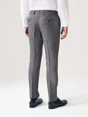 Grey Textured Slim Fit Check Smart Trousers - Image 3 of 8