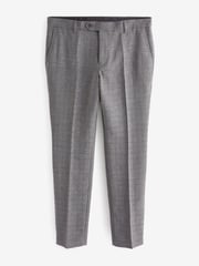 Grey Textured Slim Fit Check Smart Trousers - Image 5 of 8