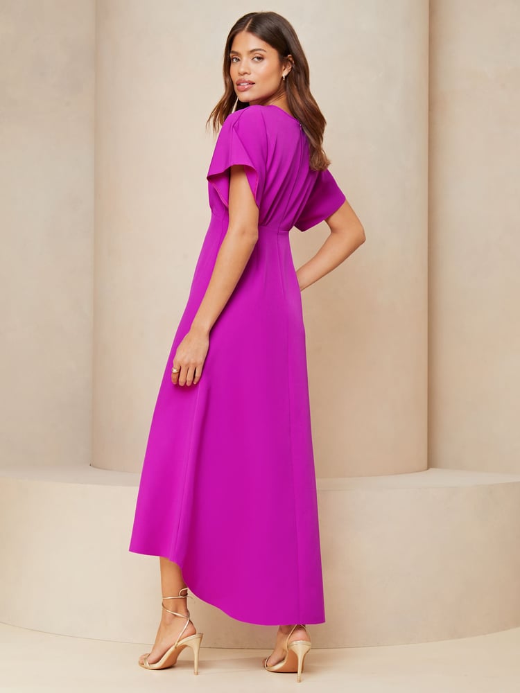 Lipsy Pink Petite Flutter Sleeve Underbust Midi Dress - Image 2 of 4