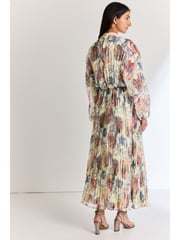 Blue Occasion Metallic Pleated Maxi Dress - Image 4 of 6