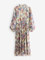Blue Occasion Metallic Pleated Maxi Dress - Image 5 of 6