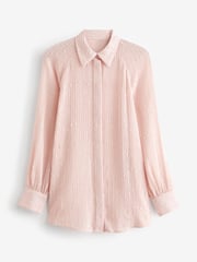 Blush Pink Sequin Long Sleeve  Shirt - Image 5 of 6