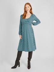 JoJo Maman Bébé Navy Geo Maternity & Nursing Wrap Dress - Image 1 of 4