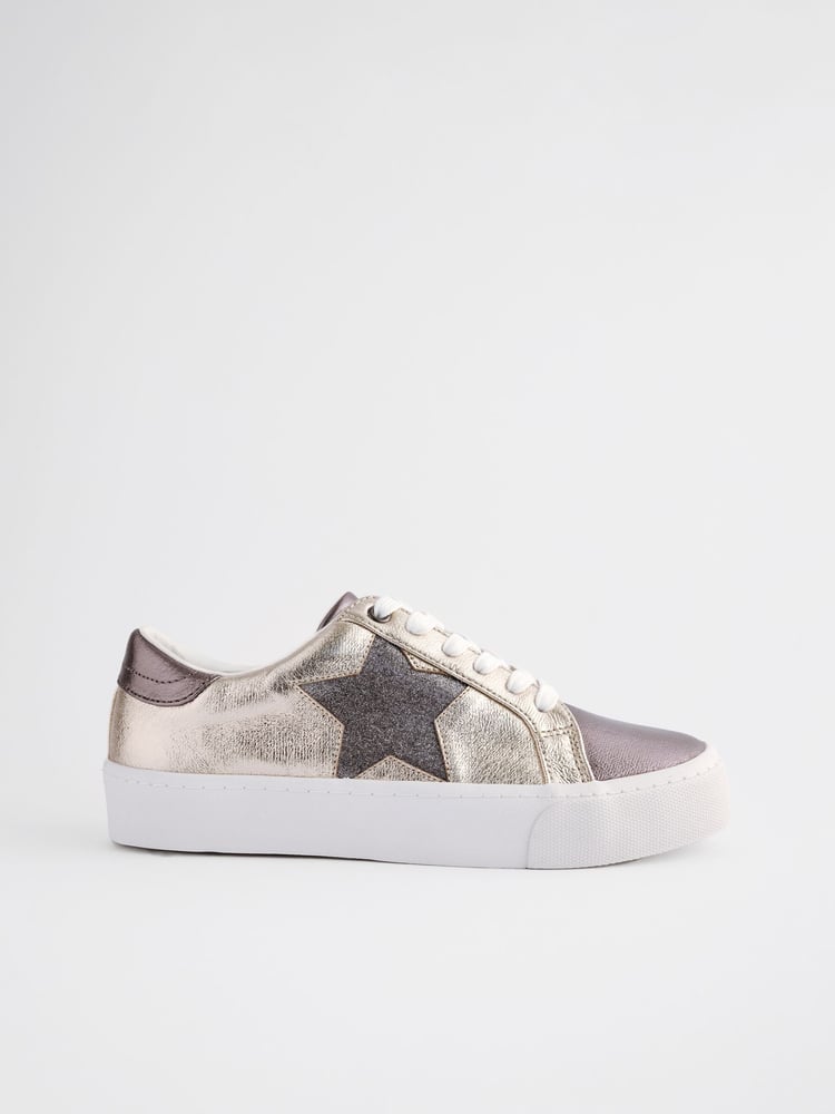 Metallic Forever Comfort® Patent Chunky Star Lace-Up Trainers - Image 2 of 6