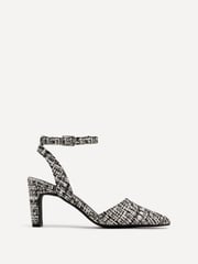 Linzi Black Bexley Tweed Pointed Toe Court Heels With Ankle Strap - Image 2 of 5