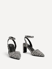 Linzi Black Bexley Tweed Pointed Toe Court Heels With Ankle Strap - Image 3 of 5
