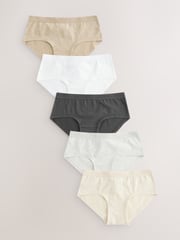 White/Charcoal Grey/Oatmeal Hipster Briefs 5 Pack (2-16yrs) - Image 1 of 8