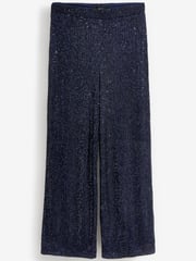 Navy Blue Sequin Wide Leg Trousers - Image 6 of 7