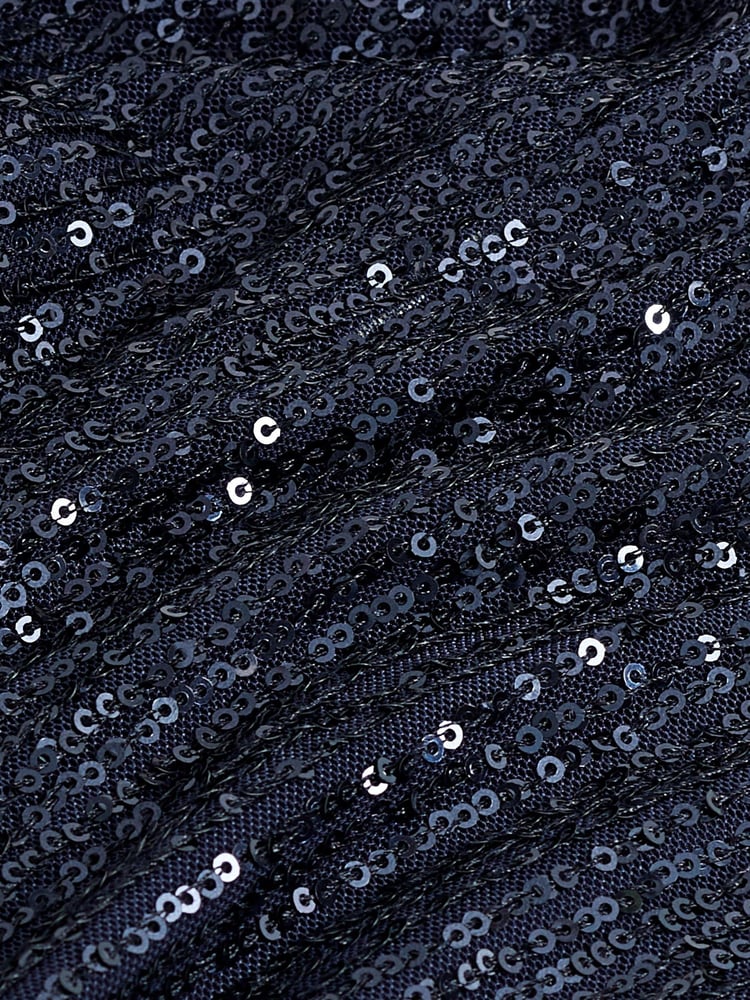 Navy Blue Sequin Wide Leg Trousers - Image 7 of 7