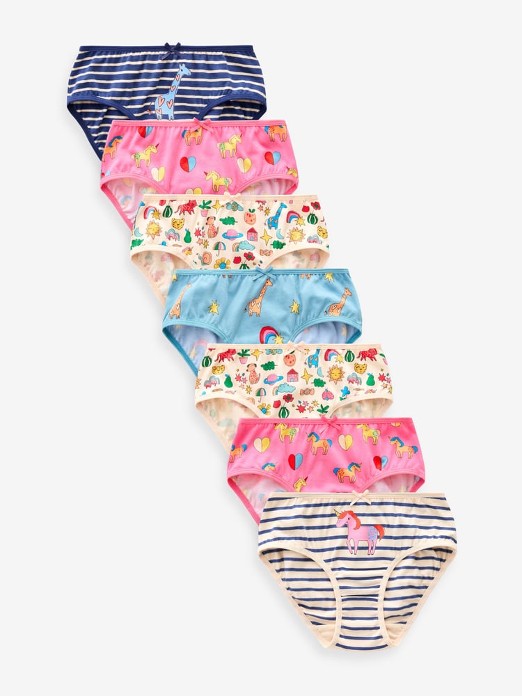 Pink/Blue Unicorn Character Briefs 7 Pack (1.5-12yrs) - Image 1 of 10