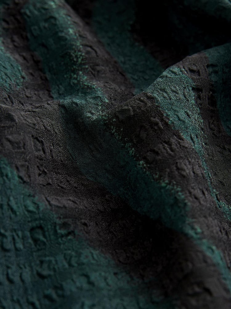 Green Printed Waisted Short Sleeve Mini Dress - Image 6 of 6