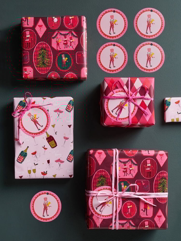 Pink Nutcracker Set of 3, 3m Christmas Wrapping Paper - Image 1 of 1