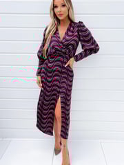 AX Paris Multi Printed Long Sleeve Wrap Top Midi Dress - Image 1 of 4