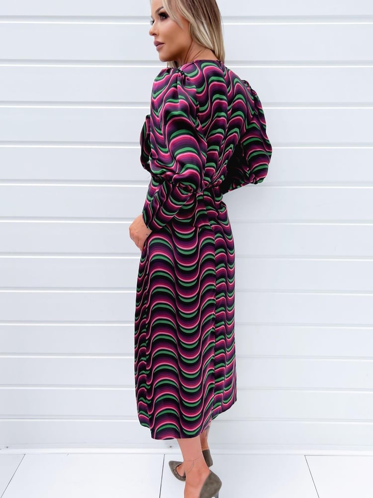 AX Paris Multi Printed Long Sleeve Wrap Top Midi Dress - Image 2 of 4