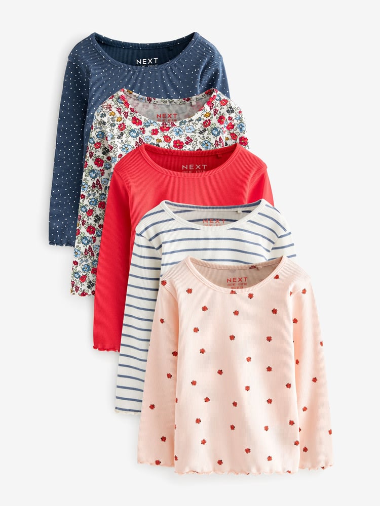 Navy Ribbed Long Sleeve Tops 5 Pack (3mths-7yrs) - Image 1 of 8 Navy Ribbed Long Sleeve Tops 5 Pack (3mths-7yrs) - Image 1 of 8