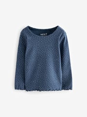 Navy Ribbed Long Sleeve Tops 5 Pack (3mths-7yrs) - Image 5 of 8