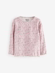 Pink Ribbed Long Sleeve Tops 5 Pack (3mths-7yrs) - Image 3 of 8