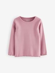 Pink Ribbed Long Sleeve Tops 5 Pack (3mths-7yrs) - Image 4 of 8