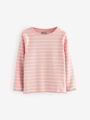 Pink Ribbed Long Sleeve Tops 5 Pack (3mths-7yrs) - Image 6 of 8