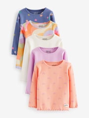 Orange Ribbed Long Sleeve Tops 5 Pack (3mths-7yrs) - Image 1 of 8