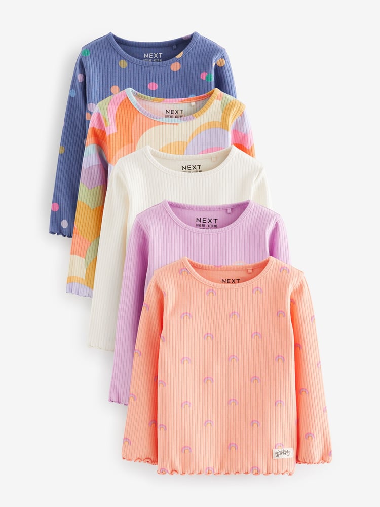 Orange Ribbed Long Sleeve Tops 5 Pack (3mths-7yrs) - Image 1 of 8