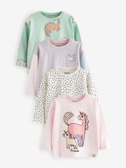 Blue 100% Cotton Long Sleeve T-Shirts 4 Pack (3mths-7yrs) - Image 1 of 7