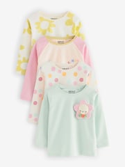 Bright Green 100% Cotton Long Sleeve T-Shirts 4 Pack (3mths-7yrs) - Image 1 of 7