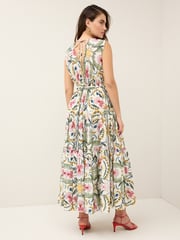 Ecru/Multi Paisley Print Sleeveless V-Neck Belted Maxi Dress - Image 2 of 6