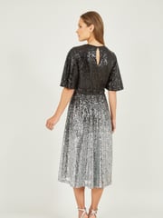 Yumi Black Ombre Sequin Midi Wrap Dress - Image 2 of 4
