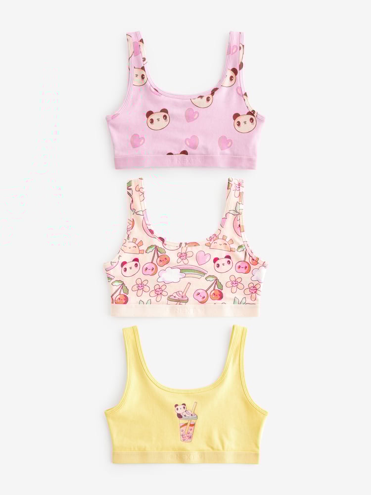 Pink Panda Crop Tops 3 Pack (5-16yrs) - Image 1 of 2