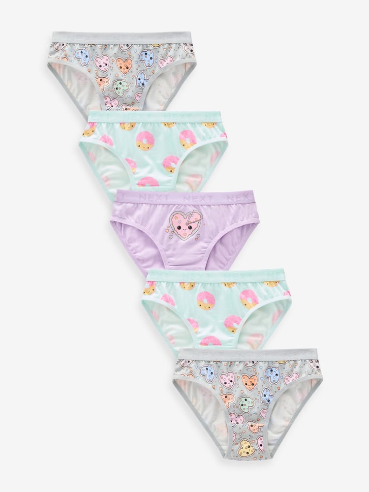 Purple/Aqua Character Bikini Briefs 5 Pack (5-16yrs) - Image 1 of 8 Purple/Aqua Character Bikini Briefs 5 Pack (5-16yrs) - Image 1 of 8