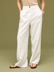 White Elasticated Back Wide Leg Trousers - Image 2 of 6
