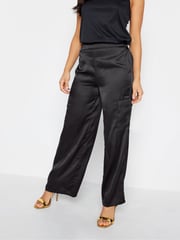 PixieGirl Petite Black Button Detailed Wide Leg Trousers - Image 2 of 4
