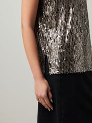 Gold Sequin Sparkle Sleeveless Top - Image 3 of 5