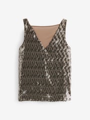 Gold Sequin Sparkle Sleeveless Top - Image 4 of 5