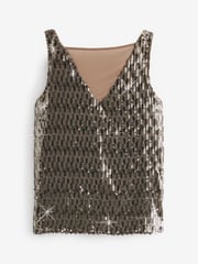 Gold Sequin Sparkle Sleeveless Top - Image 5 of 5