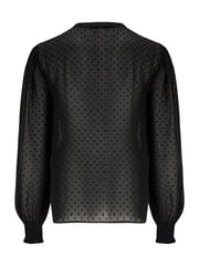 Pour Moi Black Embroidered Natasha Dobby Chiffon Long Sleeve Top - Image 4 of 4