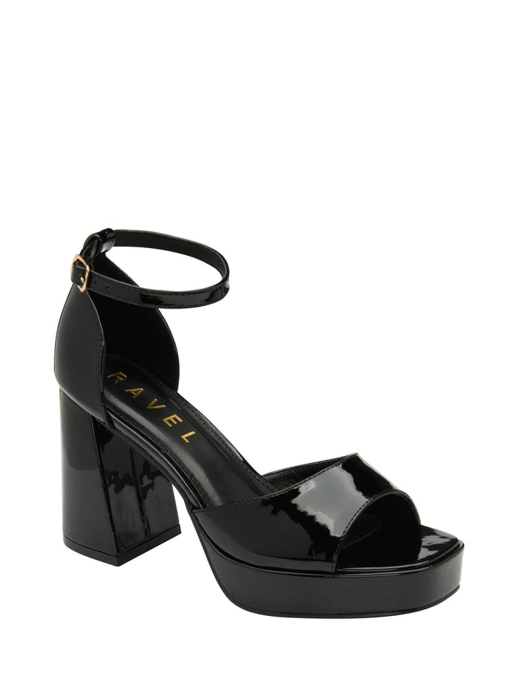 Ravel Black Platform Open Toe Ankle Strap Sandals - Image 1 of 4 Ravel Black Platform Open Toe Ankle Strap Sandals - Image 1 of 4