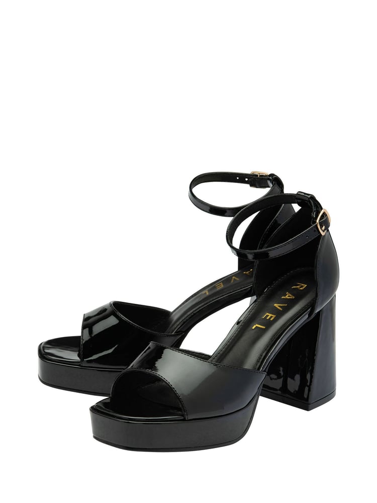 Ravel Black Platform Open Toe Ankle Strap Sandals - Image 2 of 4