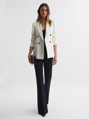 Reiss White Larsson Double Breasted Twill Blazer - Image 1 of 6