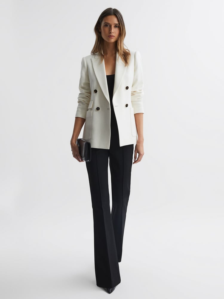 Reiss White Larsson Double Breasted Twill Blazer - Image 1 of 6
