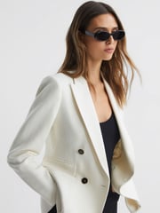 Reiss White Larsson Double Breasted Twill Blazer - Image 3 of 6