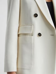 Reiss White Larsson Double Breasted Twill Blazer - Image 4 of 6