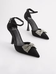 Black Forever Comfort® Bow Point Toe Heels - Image 1 of 5